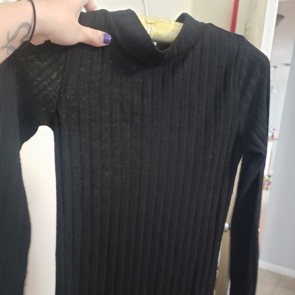 Black mock neck top